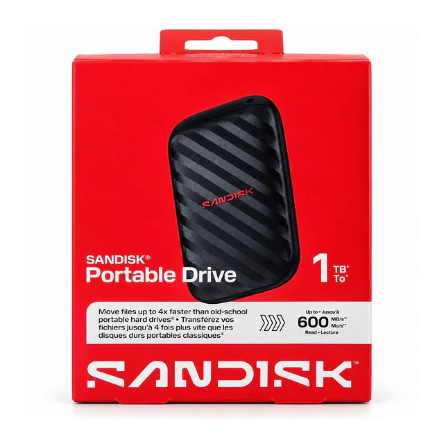 Disco SSD Externo SanDisk Portable 1TB USB-C 3.2 Gen 2 600MB/s