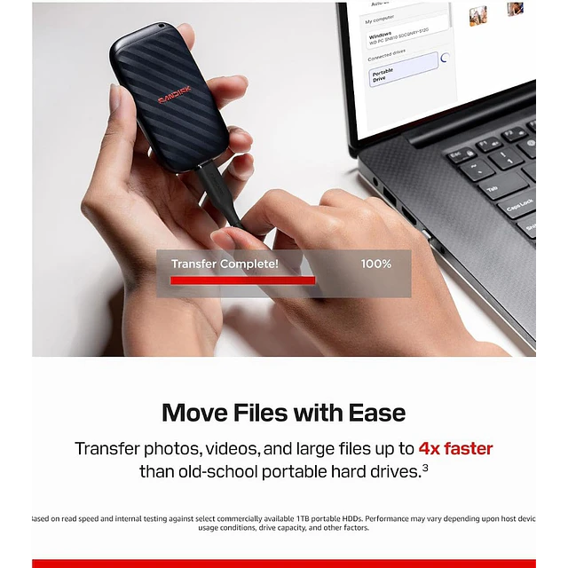 Disco SSD Externo SanDisk Portable 1TB USB-C 3.2 Gen 2 600MB/s