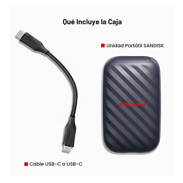 Disco SSD Externo SanDisk Portable 1TB USB-C 3.2 Gen 2 600MB/s
