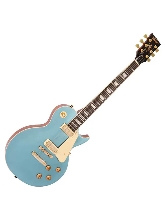 Vintage V100 Mini HB Les Paul - Gun Hill Blue - Guitarra eléctrica