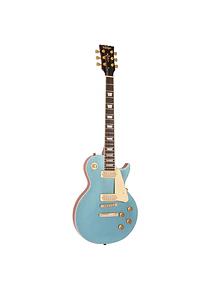 Vintage V100 Mini HB Les Paul - Gun Hill Blue - Guitarra eléctrica
