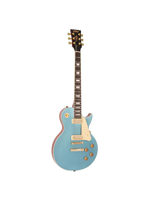 Vintage V100 Mini HB Les Paul - Gun Hill Blue - Guitarra eléctrica