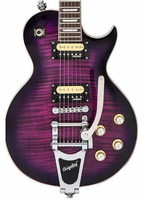 VINTAGE GUITARRA ELECTRICA V100 REISSUED – PURPLE FLAMED C/ PUENTE BIGSBY