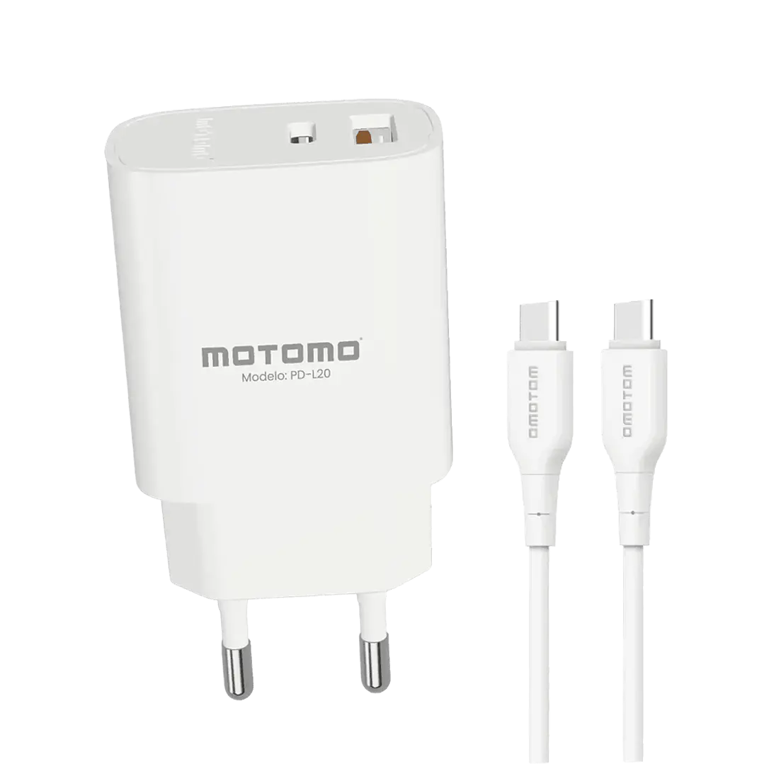 Cargador Rápido Motomo 20w Dual Usb + Cable Tipo C A Tipo C 1