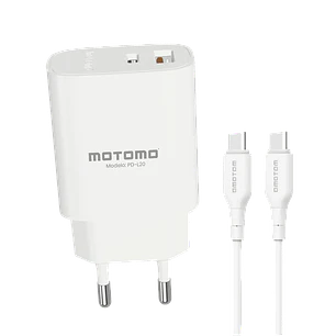 Cargador Rápido Motomo 20w Dual Usb + Cable Tipo C A Tipo C