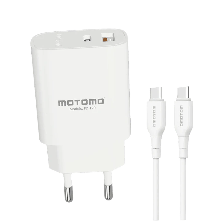 Cargador Rápido Motomo 20w Dual Usb + Cable Tipo C A Tipo C 1