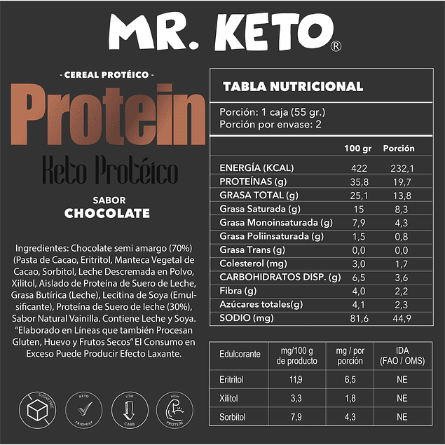 Keto Protein Cereal Protéico Sabor a Chocolate