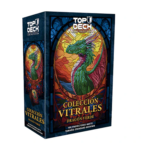 Top Deck - Protectores Estándar - Colección Vitrales: Dragón Verde