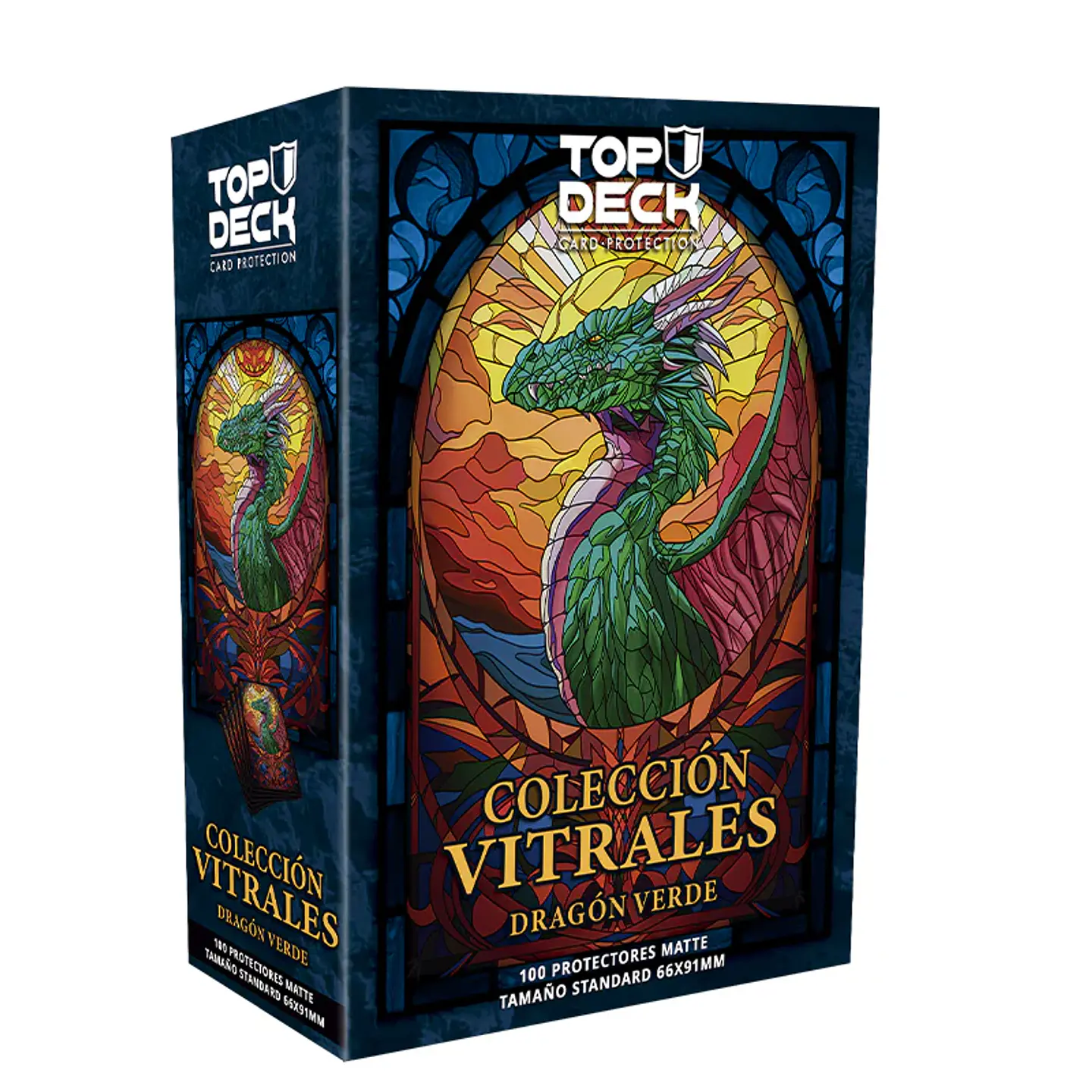 Top Deck - Protectores Estándar - Colección Vitrales: Dragón Verde 1