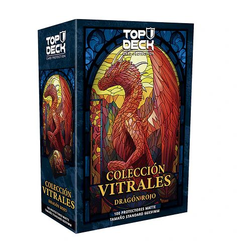 Top Deck - Protectores Estándar - Colección Vitrales: Dragón Rojo