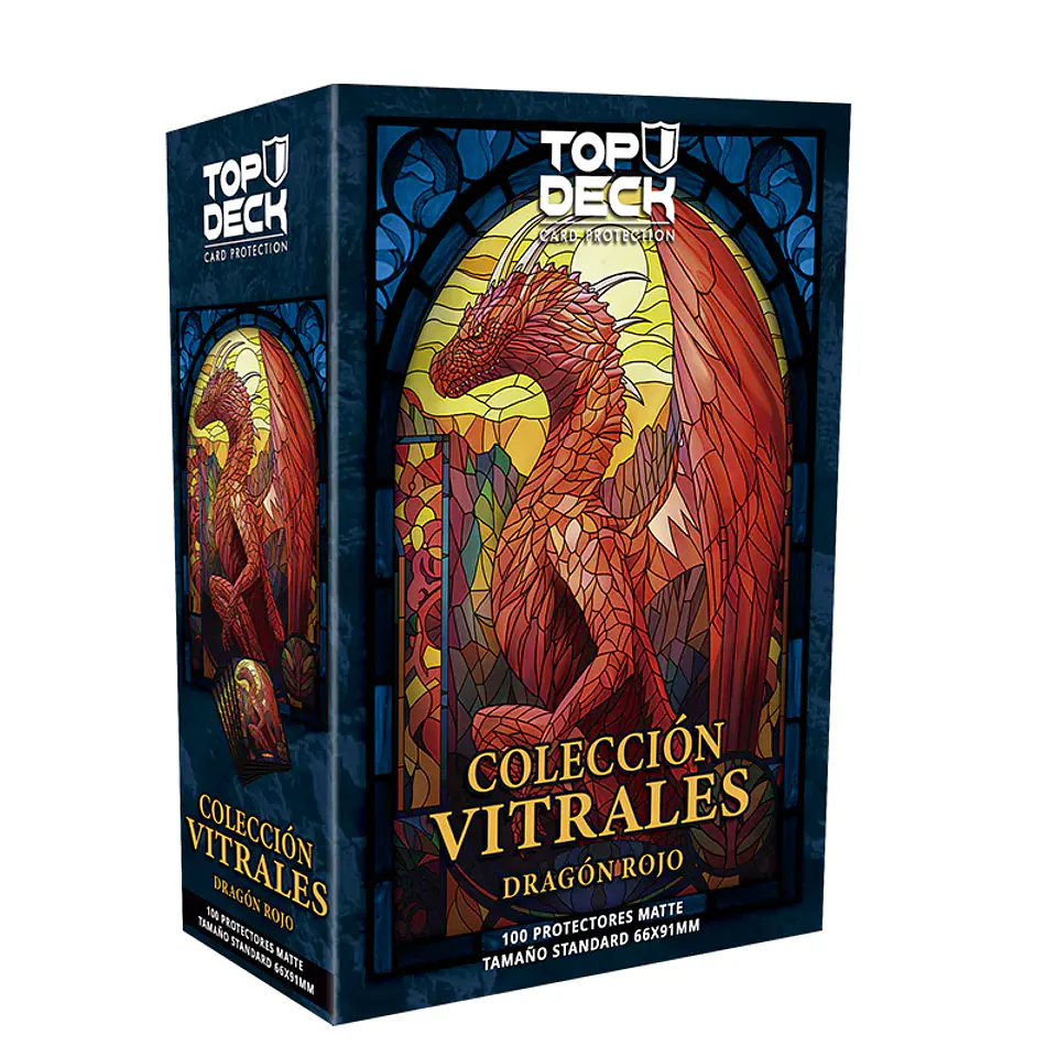 Top Deck - Protectores Estándar - Colección Vitrales: Dragón Rojo 1
