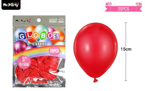 Globos de látex rojo mate 15cm 20pcs