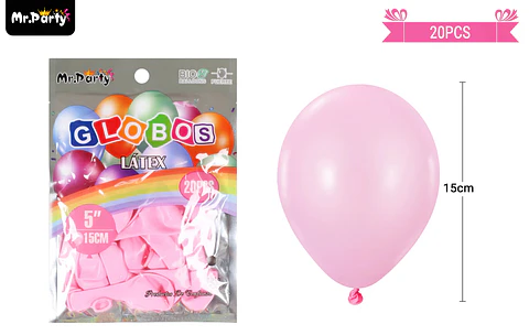 Globos de látex rosa claro mate 15cm 20pcs