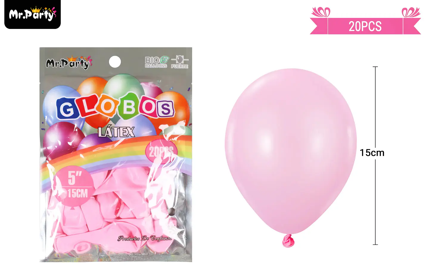 Globos de látex rosa claro mate 15cm 20pcs 2