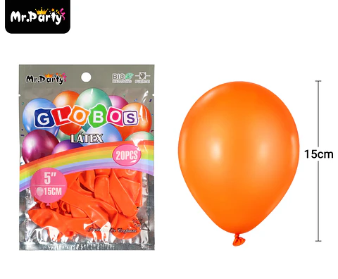 Globos de látex naranja mate 15cm 20pcs