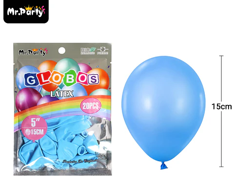 Globos de látex celeste mate 15cm 20pcs