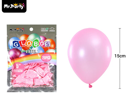 Globos de látex perlado rosa clara 15cm 20pcs