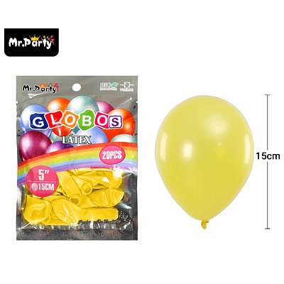 Globos de látex perlado amarillo 15cm 20pcs