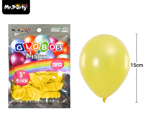 Globos de látex perlado amarillo 15cm 20pcs