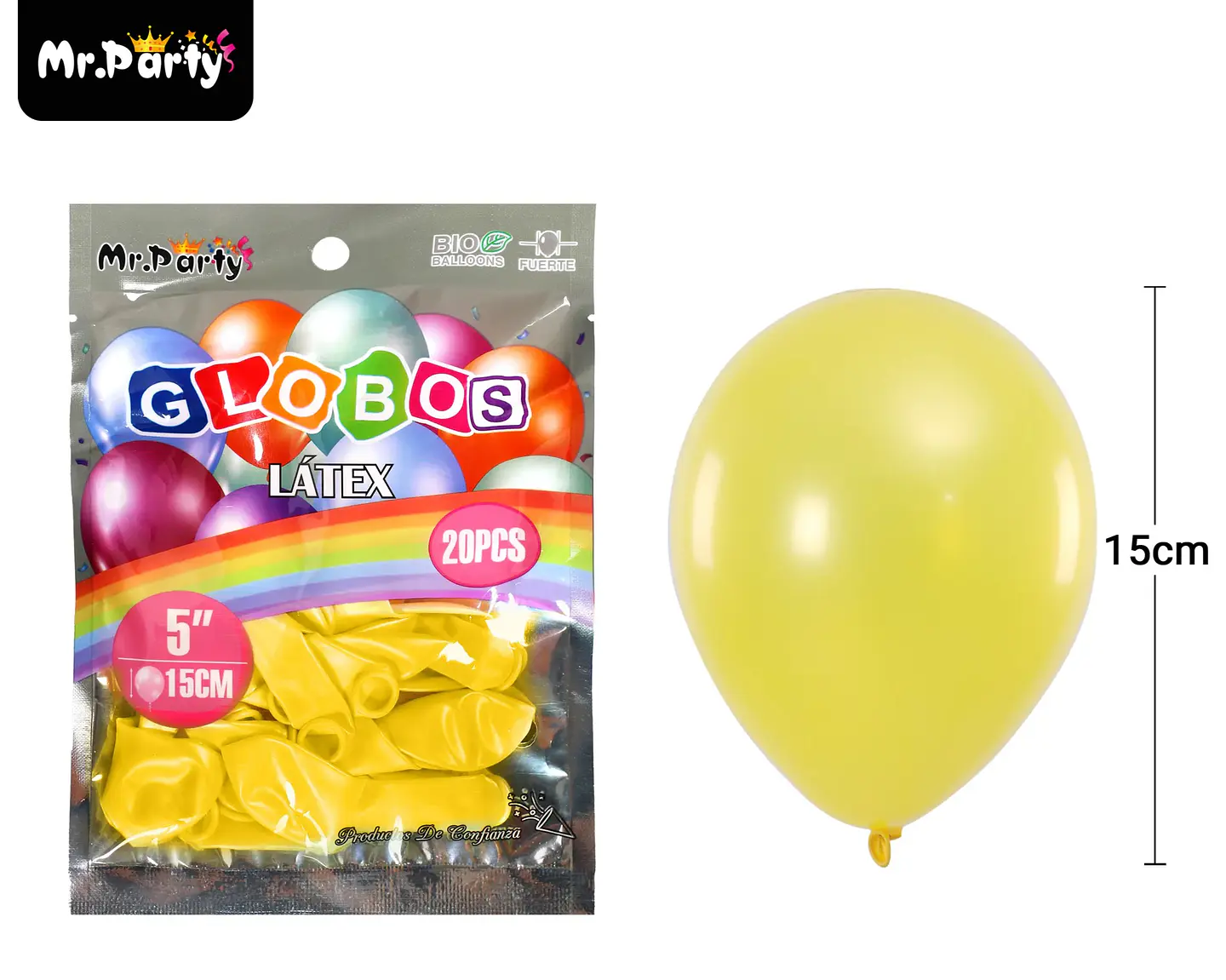 Globos de látex perlado amarillo 15cm 20pcs 2