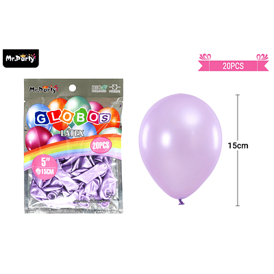 Globos de látex perlado lila 15cm 20pcs