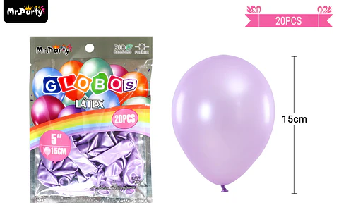 Globos de látex perlado lila 15cm 20pcs