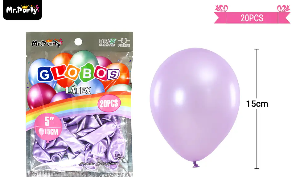 Globos de látex perlado lila 15cm 20pcs 2