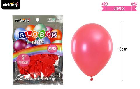 Globos de látex perlado rojo 15cm 20pcs