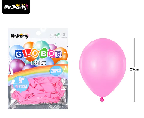 Globos de látex rosa oscura mate 25cm 20pcs
