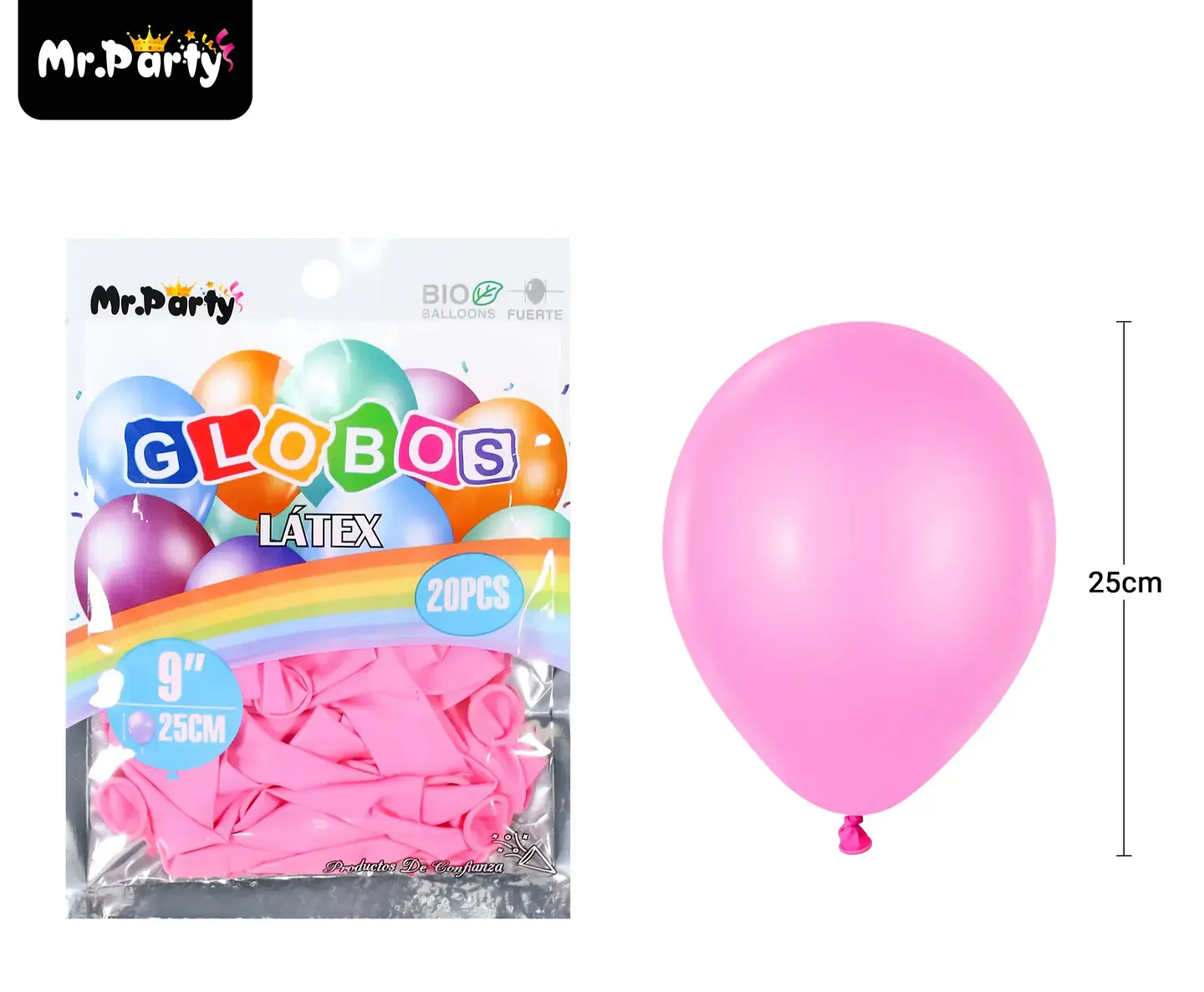 Globos de látex rosa oscura mate 25cm 20pcs 1
