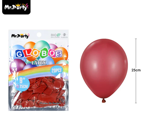 Globos de látex granate mate 25cm 20pcs