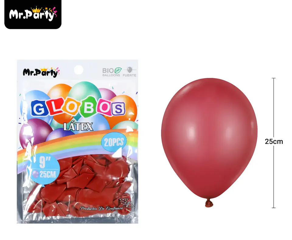 Globos de látex granate mate 25cm 20pcs 1