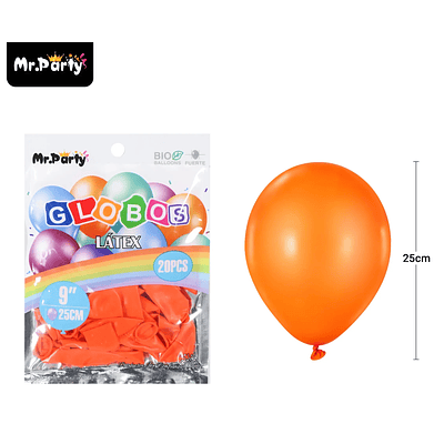 Globos de látex naranja mate 25cm 20pcs