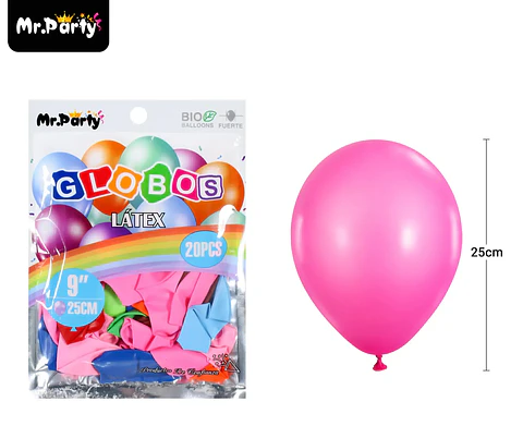 Globos de látex colores surtidos mate 25cm 20pcs