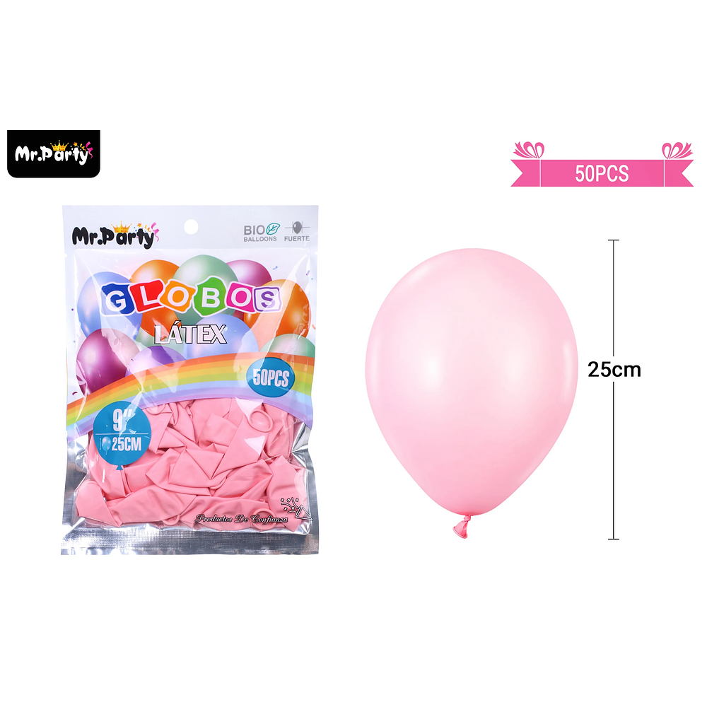 Globos de látex fuscia mate 25cm 50pcs