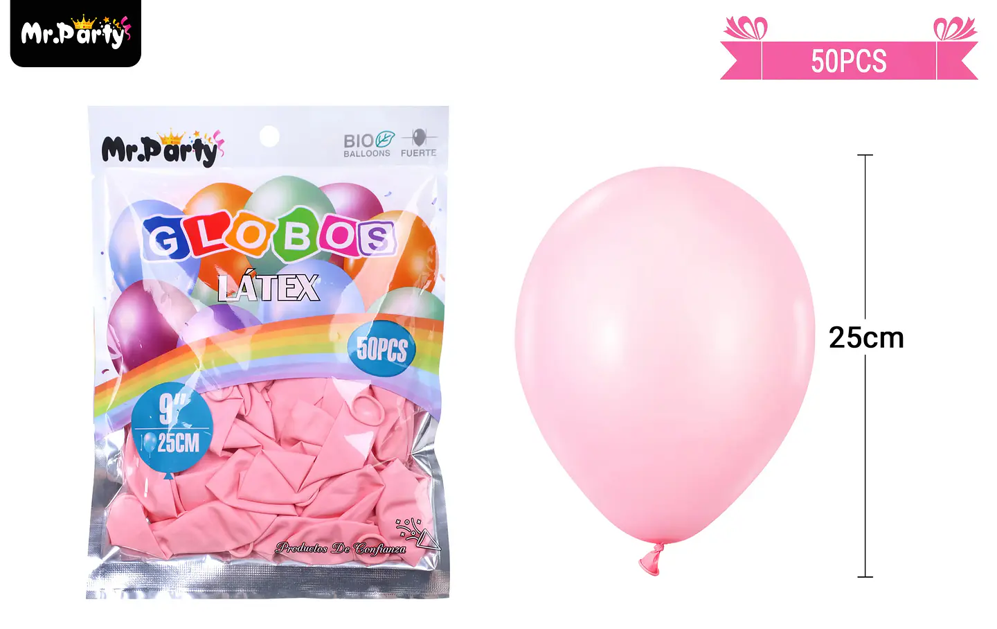 Globos de látex fucsia mate 25cm 50pcs 2