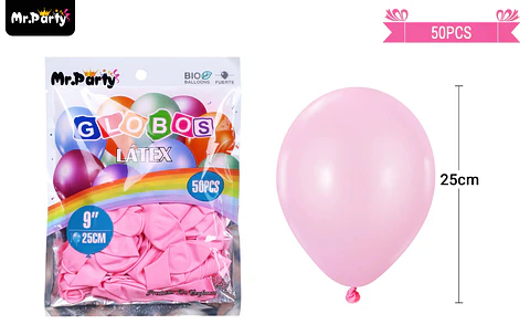 Globos de látex rosa claro mate 25cm 50pcs