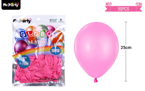 Globos de látex rosa oscura mate 25cm 50pcs