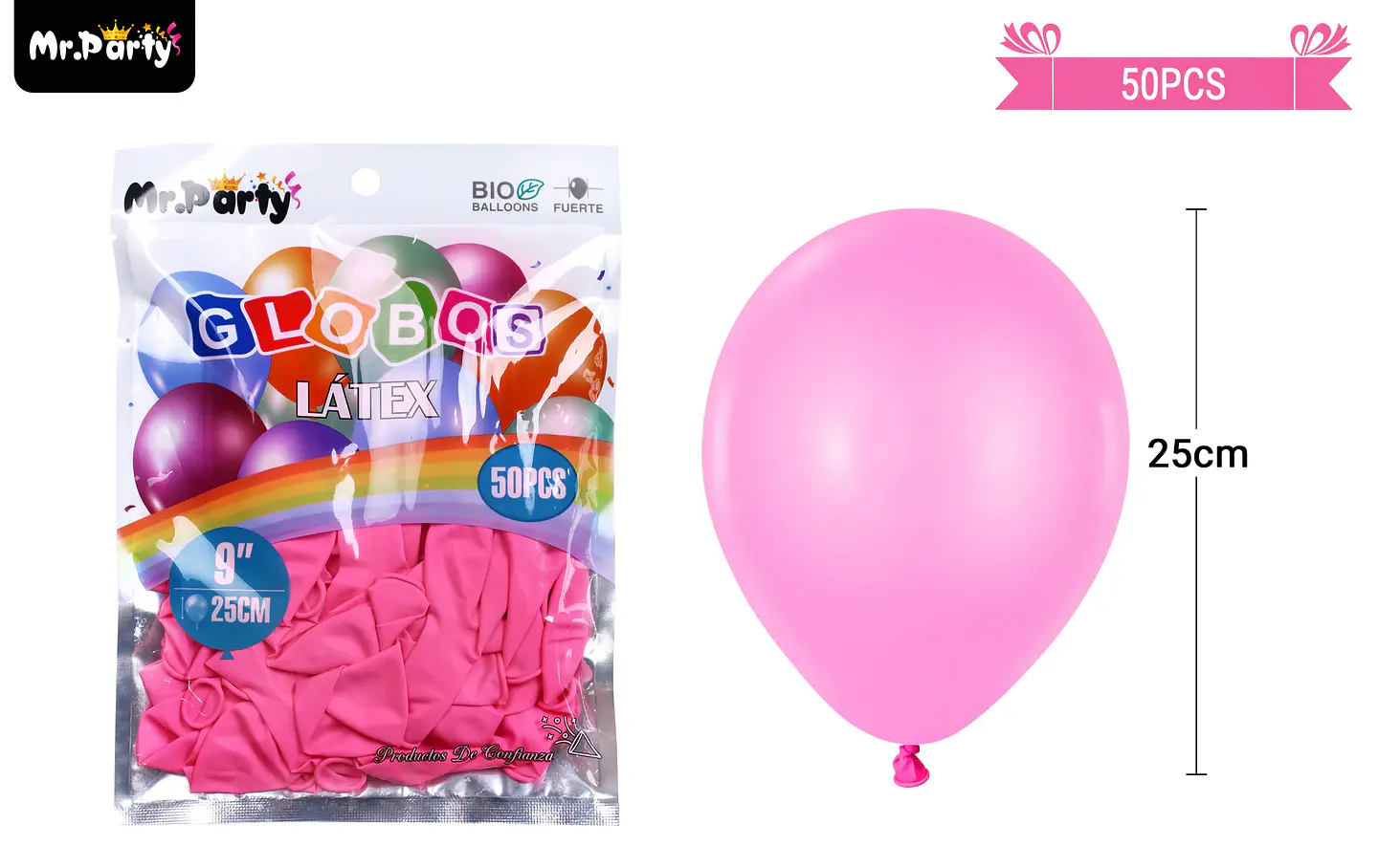 Globos de látex rosa oscura mate 25cm 50pcs 2