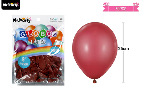 Globos de látex granate mate 25cm 50pcs