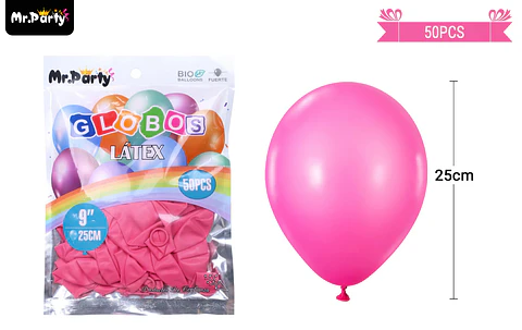 Globos de látex rojo rosa mate 25cm 50pcs