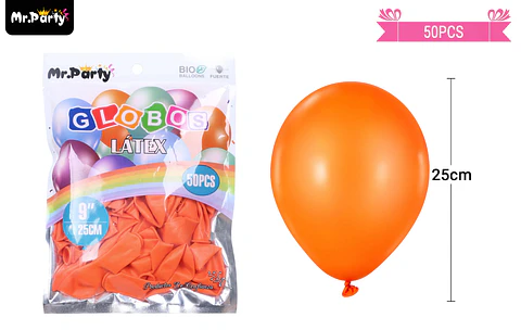 Globos de látex naranja mate 25cm 50pcs