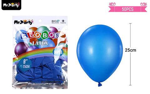 Globos de látex azul oscuro mate 25cm 50pcs