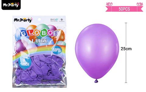 Globos de látex morado mate 25cm 50pcs