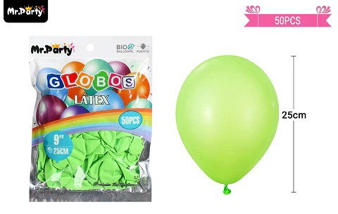 Globos de látex verde mate 25cm 50pcs