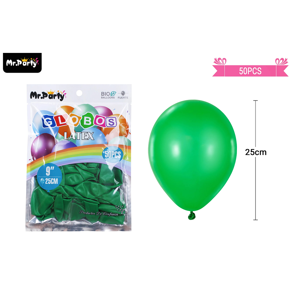 Globos de látex verde oscuro mate 25cm 50pcs