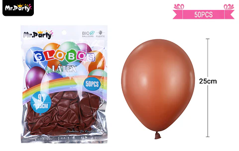 Globos de látex café mate 25cm 50pcs