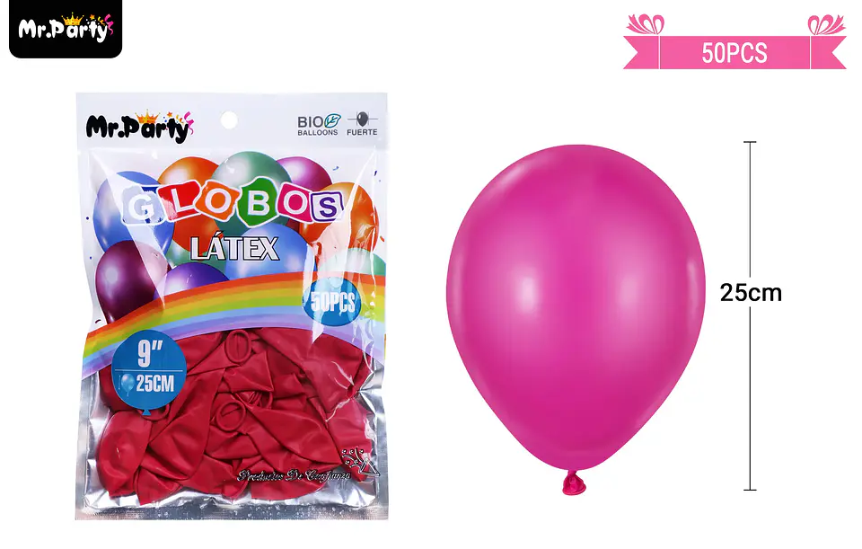 Globos de látex vino tinto mate 25cm 50pcs 1