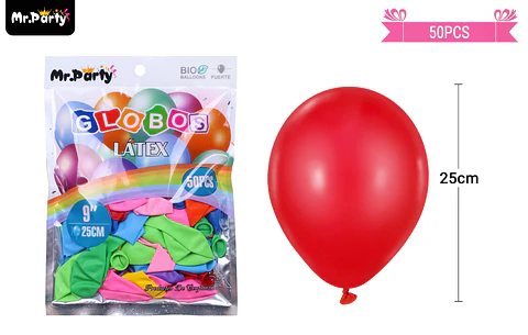 Globos de látex colores surtidos mate 25cm 50pcs
