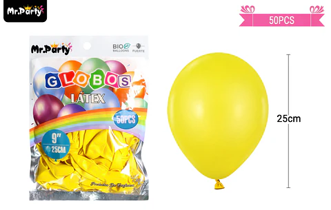 Globos de látex amarillo mate 25cm 50pcs